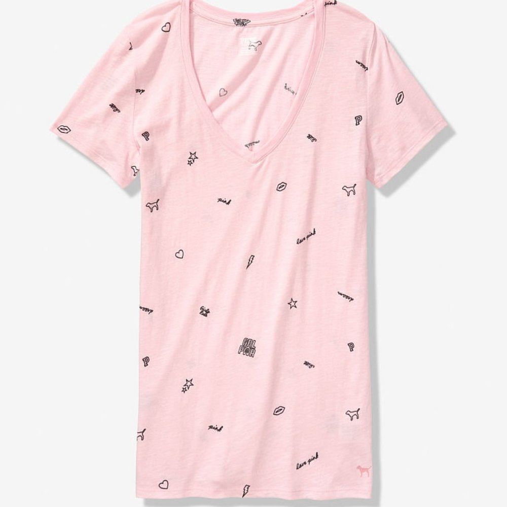 Victoria's Secret PINK Logo Perfect V-Neck Tee NWT